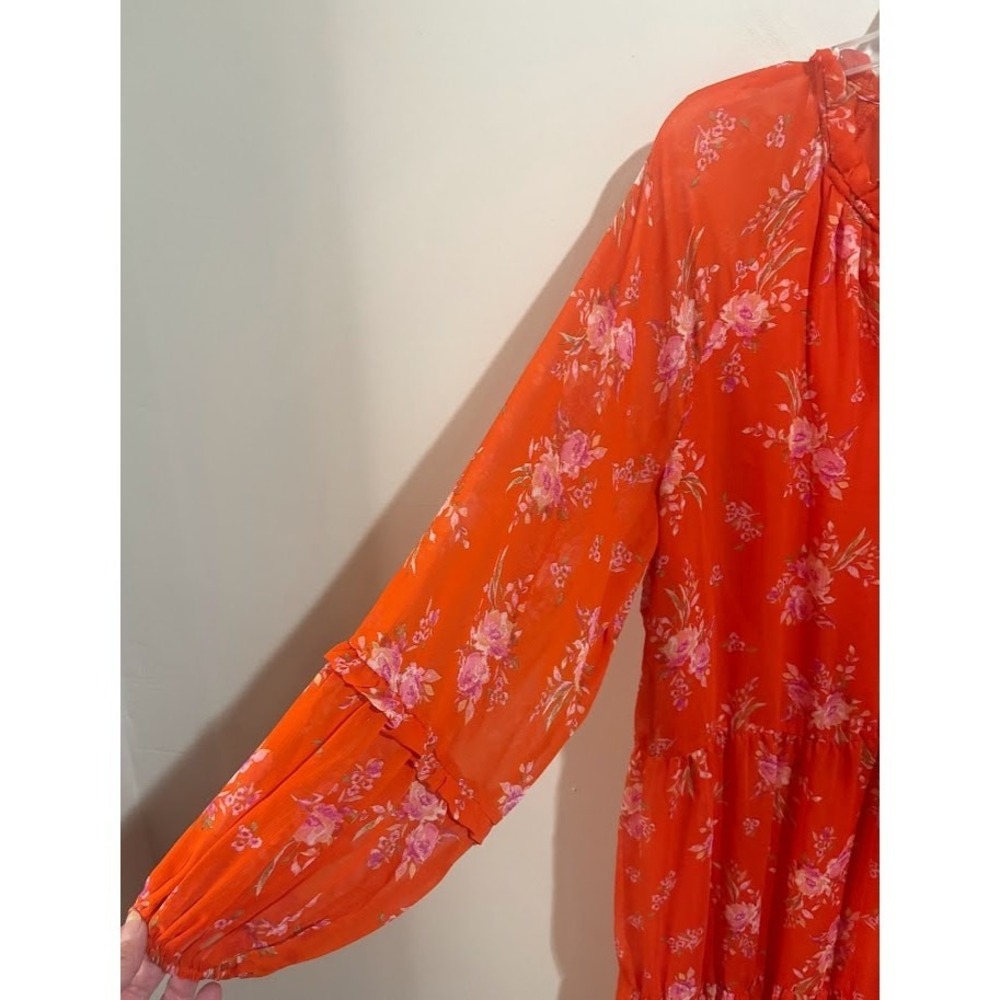Vince Camuto Womens‎ XXL Orange Floral Tiered Chiffon Mini Dress C3422900 - Picture 3 of 9